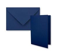 FarbenFroh DIN B6 Folding Card Set with Envelopes in Dark Blue 120 x 170 mm Ideal for Invitation Cards, Wedding, Christening, Communion, Confirmation, Pack of 25