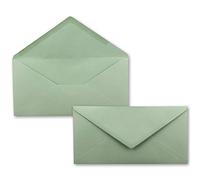 FarbenFroh Pack of 100 Letter Envelopes Eucalyptus Green, DIN Long, 110 x 220 mm (11 x 22 cm), Wet Seal, Without Window, Ideal for Invitations, FarbenFroh Series