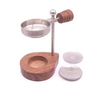 Farbenwald incense burner, height adjustable, for smoking resins, woods and leaves, with extra sieve, made of nickel with wooden base