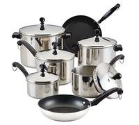 Farberware 50049 Classic Stainless Steel Cookware Pots and Pans Set | Nonstick cookware, even heating, cooking pot set, induction compatible, dishwasher safe, oven safe