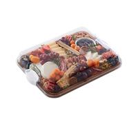 FARBERWARE Build-A-Board Acacia Cutting Board with Clear Locking Lid and White Handles, Perfect for Charcuterie, Snacks, and More - Make it. Take it. Enjoy it, 11x14 Inches, Single Compartment