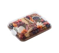 FARBERWARE Build-A-Board Acacia Cutting Board with Clear Locking Lid and White Handles, Perfect for Charcuterie, Snacks, and More - Make it. Take it. Enjoy it, 11x14 Inches, Single Compartment