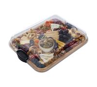FARBERWARE Build-A-Board Bamboo Cutting Board with Clear Locking Lid and Black Handles Perfect for Charcuterie Snacks and More Single Compartment