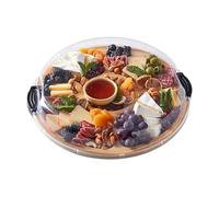 Farberware Build-a-Board, Bamboo, Serving Platter, Grazing Board-to-Go with 5 Compartments, Dip Centre, Clear Lid & Secure Snap Lock, Customisable, Portable, BPA-Free, Dishwasher, Fridge Safe, 35.5cm