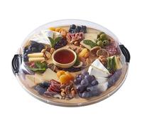FARBERWARE Build-a-Board Cutting Board with Five Compartments and Clear Locking Lid for Charcuterie, Snacks, and More, Bamboo