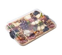 Farberware Build-a-Board Cutting Board with Three Compartments and Clear Locking Lid for Charcuterie, Snacks, and More, Acacia, 40.5cm