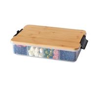 Farberware Build Snacklebox Serving Tray with Locking Bamboo Cutting Board Lid, Portable Storage Container with Compartments for Charcuterie, and More, Natural