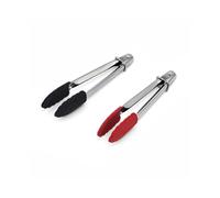 Farberware Classic S2 Mini Tongs Set Of 2 7-Inch Stainless Steel Kitchen Tongs With Silicone Tips Heat Resistant Cooking Tongs With Ring Lock For C