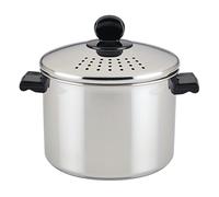 Farberware Classic Series Stainless Steel 8-Quart Covered Straining Stockpot with Lid, Stainless Steel Pot with Lid, Silver
