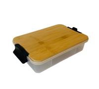 Farberware Snackle Box Bamboo Board and Box, Multi-Purpose Portable Snack Box with 7 Snack Dividers, Rectangle Chopping Board Lid and Black Locking Handles, BPA Free, 20 x 33cm