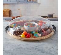 Farberware Multi-Purpose Round Snack Board with 5 Dividers & Lid, 35.5cm, Christmas & Party Serveware in Brown Farberware Brown