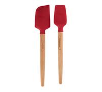 Farberware Professional Heat Resistant Silicone Spatula with Wood HandleSafe for NonStick Cookware Set of 2 Red