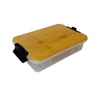 Farberware Snackle Box Bamboo Board and Box, Multi-Purpose Portable Snack Box with 7 Snack Dividers, Rectangle Chopping Board Lid and Black Locking Handles, BPA Free, 20 x 33cm