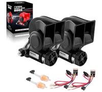 FARBIN Air Horn for Truck,Compact Electric Train Horn,Car Horn 12V 150db Super Loud with Wiring Harness,for Any 12V Vehicles. 2PCS, black horn 2pcs
