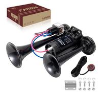 FARBIN Black Air Horn for Truck Train Horn for Car Loud Car Horn with Button Truck Horns with Compressor 12v Airhorns Horns Loud Dual Trumpet