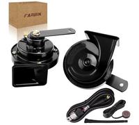FARBIN Car Horn 12v High/Low Tone Super Loud Horns with Relay Harness and Button Electric Snail Horns for Truck Motorcycle (Black horn and wiring button, 12v)