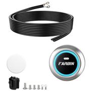 FARBIN Horn Push Button, 12V-24V Universal Momentary Switch with 3 Meters Wire, Flush Mount for Air Horn, DIY Electronics Accessories (Stainless Steel Button with Wire)