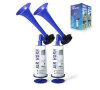 FARBIN Personal Safety Horn Marine and Sports Pump Air Horn, Loud Sound Handheld Signal Boat Horns, Alarm for Boating, Sports Events, Parties, Camping Airhorn (Blue Hand Horn 2pcs)