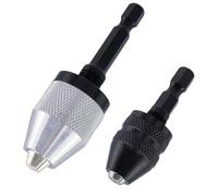 FarBoat 2 Pcs Keyless Drill Chuck Bit, 1/4 Inch Hex Shank Drill Bit Adapter Converter, Aluminum Quick Change Shank Drills Converter（0.3-3.6mm/0.3-6.5mm）