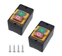 FarBoat 2 Pcs Waterproof Push Button Switch with Case Pure Copper Contacts KAO-5M Self-Locking Shut Off Switchs, Black 10A 220V/380V Switch On/Off, with Mounting Screws