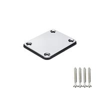 FarBoat 2Pcs 2.5x2.0 Inch Guitar Metal Neck Plate with Nylon Base Compatible with Strat Tele Style Electric Guitar Jazz Bass (Chrome)