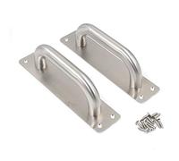 FarBoat 2Pcs Barn Door Pull Handles 8.7" Pull Push Plate Heavy Duty Commercial Door Stainless Steel with Mounting Screws for Garage Fire Door (Silver, Hole Centre 180mm/7.1inch)