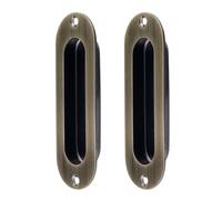 FarBoat 2Pcs Flush Pulls Recessed Handles Metal Hardware Stainless Steel Antique for Barn Sliding Door, Pocket Door, Cabinet, Cupboard (Bronze, 4.7x1.6inch)