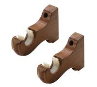 FarBoat 2pcs Wooden Curtain Rod Bracket Wall-Mounted Classical Drapery Holder Fits Up to 1-1/4 Inch Rod Diameter (Single-Slot Teak-Tinged)
