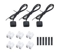 FarBoat 3 Set Mini Momentary Push Button Switch Plastic 12V 24V Small Switchs with Double-Sided Tape, 12 Inch ON/Off Horn Buttons with CH-2 Quick Wiring Connectors for LED Lights, Black
