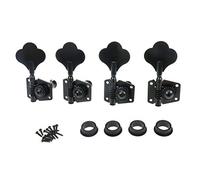 FarBoat 4Pcs Bass Machine Heads 4R Open Gear Tuning Key Pegs Tuners Replacement 4 In Line Line Right Hand Guitar Parts with Ferrules Screws for Electric Jazz Bass (Black)