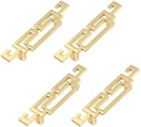 FarBoat 4Pcs Cabinet Pull Handles Antique Chinese Style Zinc Alloy Hardware for Furniture Dresser Drawer Cupboard with Mounting Screws(Gold, Hole Centre 65mm/2.6inch)