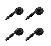 FarBoat 4Pcs Tear Drop Knobs Pulls Pendant Antique Decorative for Cabinet Drawer Closet Dresser Jewelry Box with Screws(Black, 65x28mm/2.6x1.1inch)