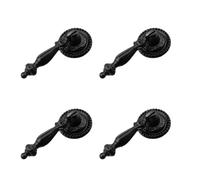 FarBoat 4Pcs Tear Drop Knobs Pulls Pendant Antique Decorative for Cabinet Drawer Closet Dresser Jewelry Box with Screws(Black, 65x28mm/2.6x1.1inch)