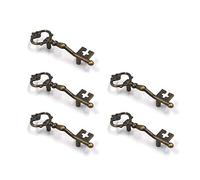 FarBoat 5Pcs Dresser Pull Handles Key Shape Decorative Knobs Antique Zinc Alloy for Door Furniture Wardrobe Drawer Dresser Cupboard with Screws (Bronze, Hole Center 58mm/2.3inch)