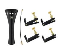 FarBoat 8 Pack 4/4-3/4 Size Violin Fiddle Accessories, 1 Set Ebony 4/4-3/4 Violin Tailpiece, Black/Gold Violins Fine Tuners