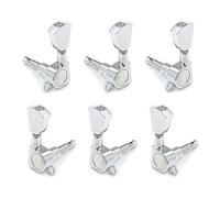 FarBoat Instrument Accessories Zinc Alloy Silver Acoustic Guitar String Tuning Pegs Keys Tuner Machine Heads Knobs Rhombus Diamond with Screws Screw Nuts Ferrules, Set of 6