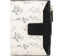 Farcauo Cute Purses Black Flower Purse for Women Small Kawaii Coin Wallet with ID Window Lightweight and Stylish Design Compact Cash Wallet for Ladies