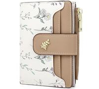 Farcauo Purses for Women Small Ladies Purse RFID Wallet for Women Cute Wallets with Card Holder Brown Ladies Kawaii Flower Card Wallets Coin Purse with Credit Card Holder