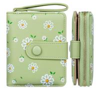Farcauo Small Purses for Ladies Purse Flower Wallet for Women Cute Wallets with Card Holder Light Green Ladies Kawaii Flower Card Wallets Coin Purse with Credit Card Holder