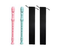 Farcaya 2-Piece Soprano Recorder Instrument for Beginners German Style C Key 8 Hole Descant with Clean Rods 2 Storage Cases (Pink+Light Blue)