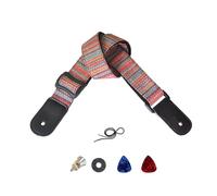 Farcaya Ukulele Strap Adjustable Ukulele Shoulder strap Cotton Linen Soft Ethnic Style Leather Ends with Picks Strap Locks Buttons End Pins for Soprano Concert Tenor Baritone Uke (Striped Red)