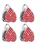 FARDEER 4Pack Rhinestone Cute Car Mini Hooks for Mask Hanger Car Purse Hooks for Keys Mask Holder Sticky Hook for Car Bling Heart Hooks (Red)