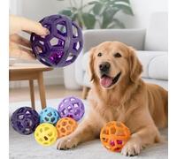 FARDEER Hollow Balls With a Bells,Dog Toy Puzzle Ball, Chew Toys for Large Medium Dogs,Interactive Dog Toys Gifts for Dogs-2Pcs (Yellow+Purple)