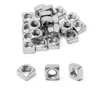 FarDeer Square Nuts,M3/M4/M5/M6 304 Stainless Steel Coarse Thread Square Nuts,Bright Finish,25 Pcs. (M5x8mmx4mm)