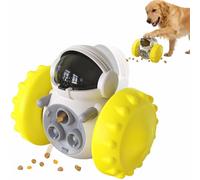 FARDEER Wobble Interactive Dog Toy，Non-Electric Robot Dog Toy，Slow Feeder Function，Tumbler Wobble Dog Toy for Boredom Relief，Battery-Free Safe Chew Toy for Small/Medium Dogs-Yellow
