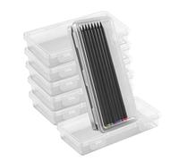 FAREASTSHOP 7 Pcs Pencil Box, Stackable Transparent Plastic Pencil Case, with Latching Lid, Suitable for Pens, Office Supplies, Handicrafts, Drawing Tool