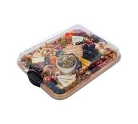 FAREBERWARE Build-A-Board Bamboo Cutting Board with Single Storage Compartment, Clear Locking Lid, Black Handles, Perfect for Charcuterie & Snacks, Pack of 2