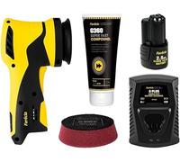 Farécla G Plus Dual Action Mini Polisher Kit - Cordless 10.8V DA Tool with 12mm Throw, Ø74mm Plate, Battery, Charger, G Mop Pad & G360 Compound