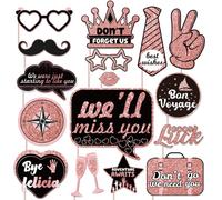 Farewell Decorations Party Photo Booth Props, We Will Miss You Decorations Party Favor, Going Away Party Decorations Rose Gold Photo Booth Props Kit for Retirement Job Change Bye Office Work Party