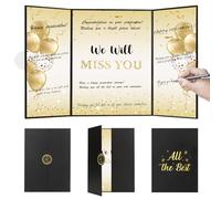 Farewell Guest Book Alternative Black Gold Farewell Party Decorations Retirement Party Decorations Farewell Gifts for Coworkers Friends We Will Miss You Signature Board Going Away Gift for Men Women